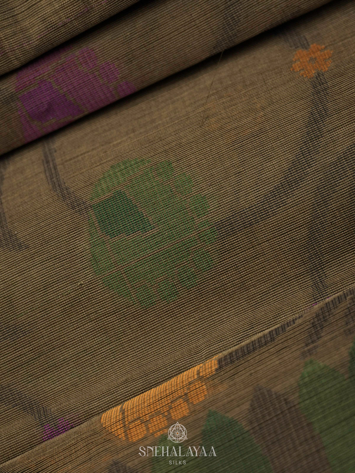 Olive Green Bengal Cotton Saree
