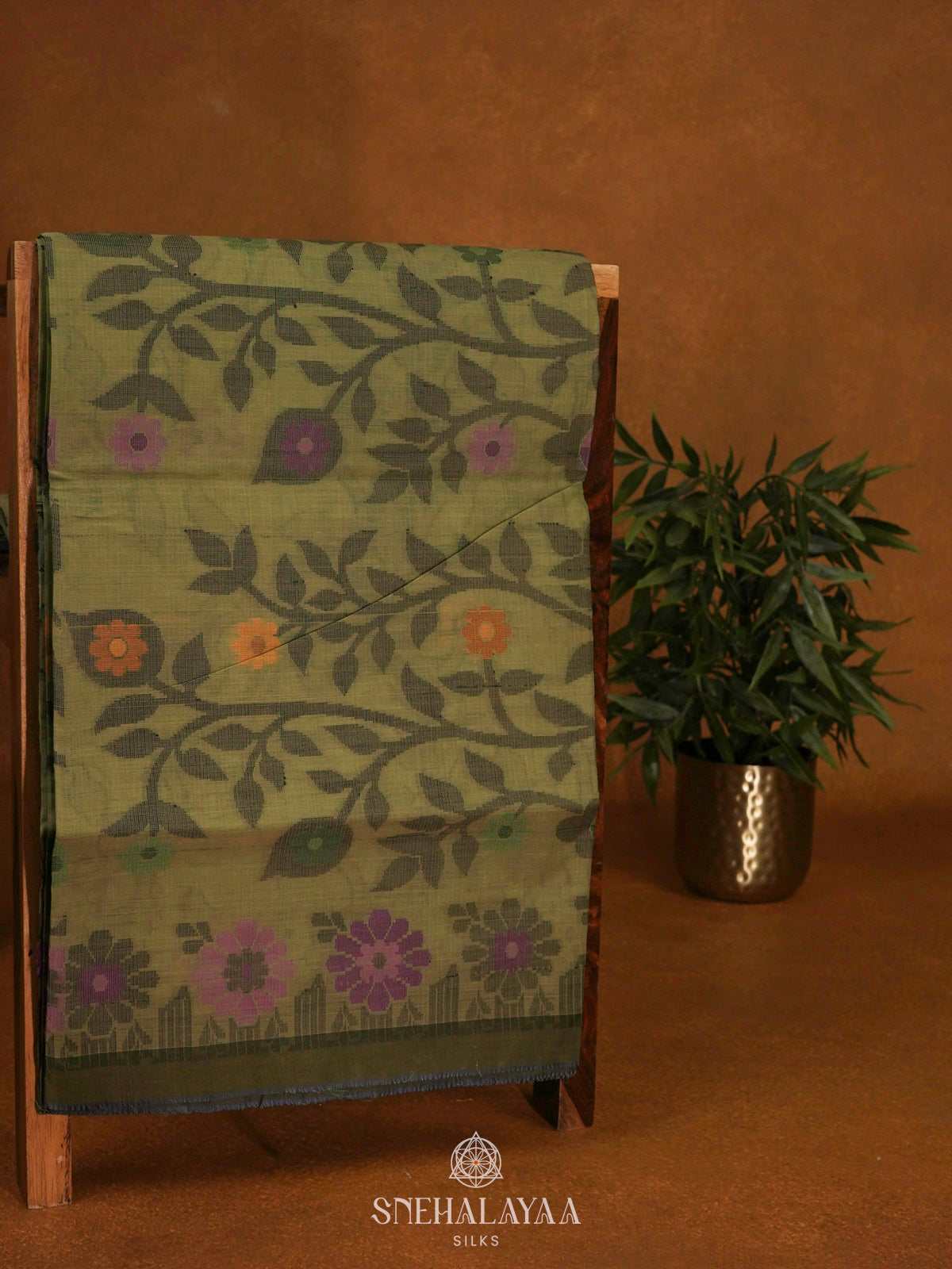 Olive Green Bengal Cotton Saree