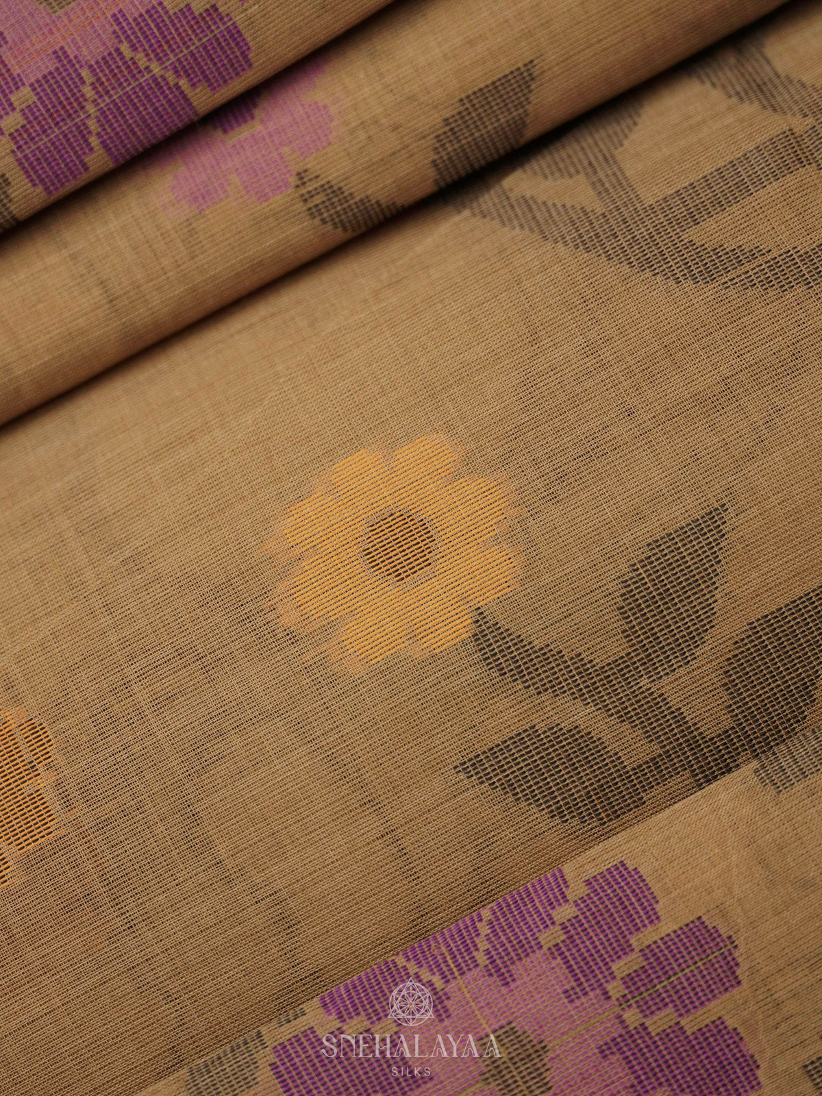 Mustard Bengal Cotton Saree
