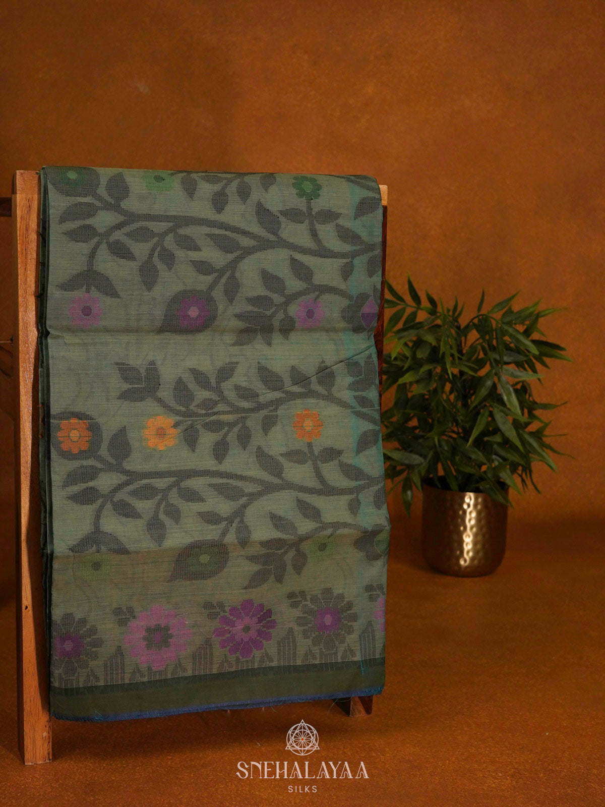 Pale Green Bengal Cotton Saree