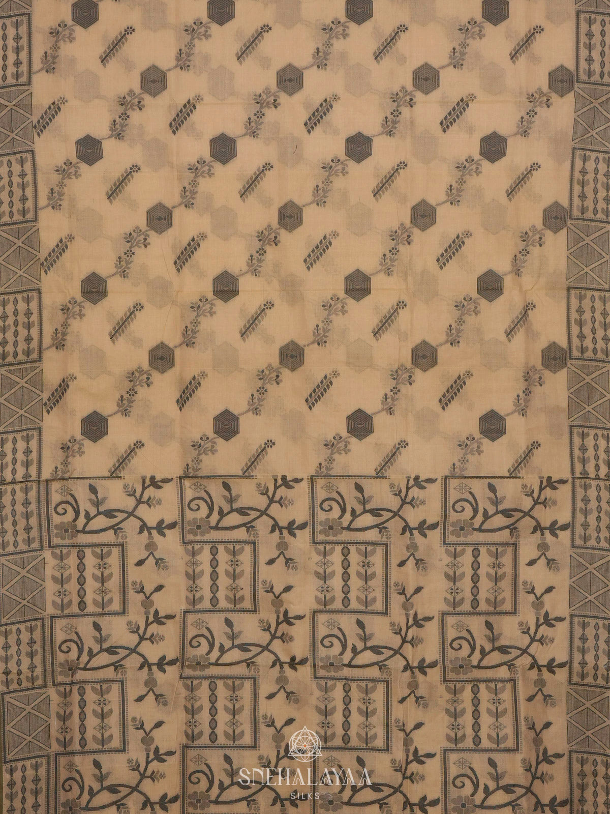 Pale Yellow Bengal Cotton Saree