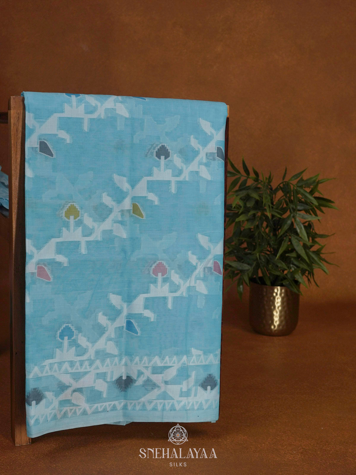 Sky Blue Bengal Cotton Saree