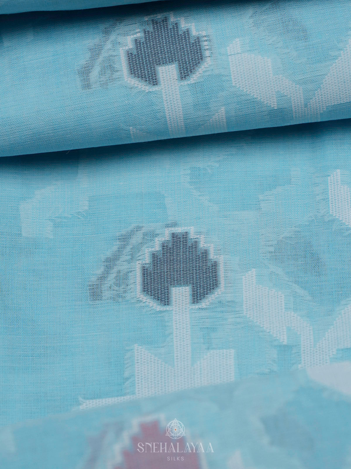 Sky Blue Bengal Cotton Saree