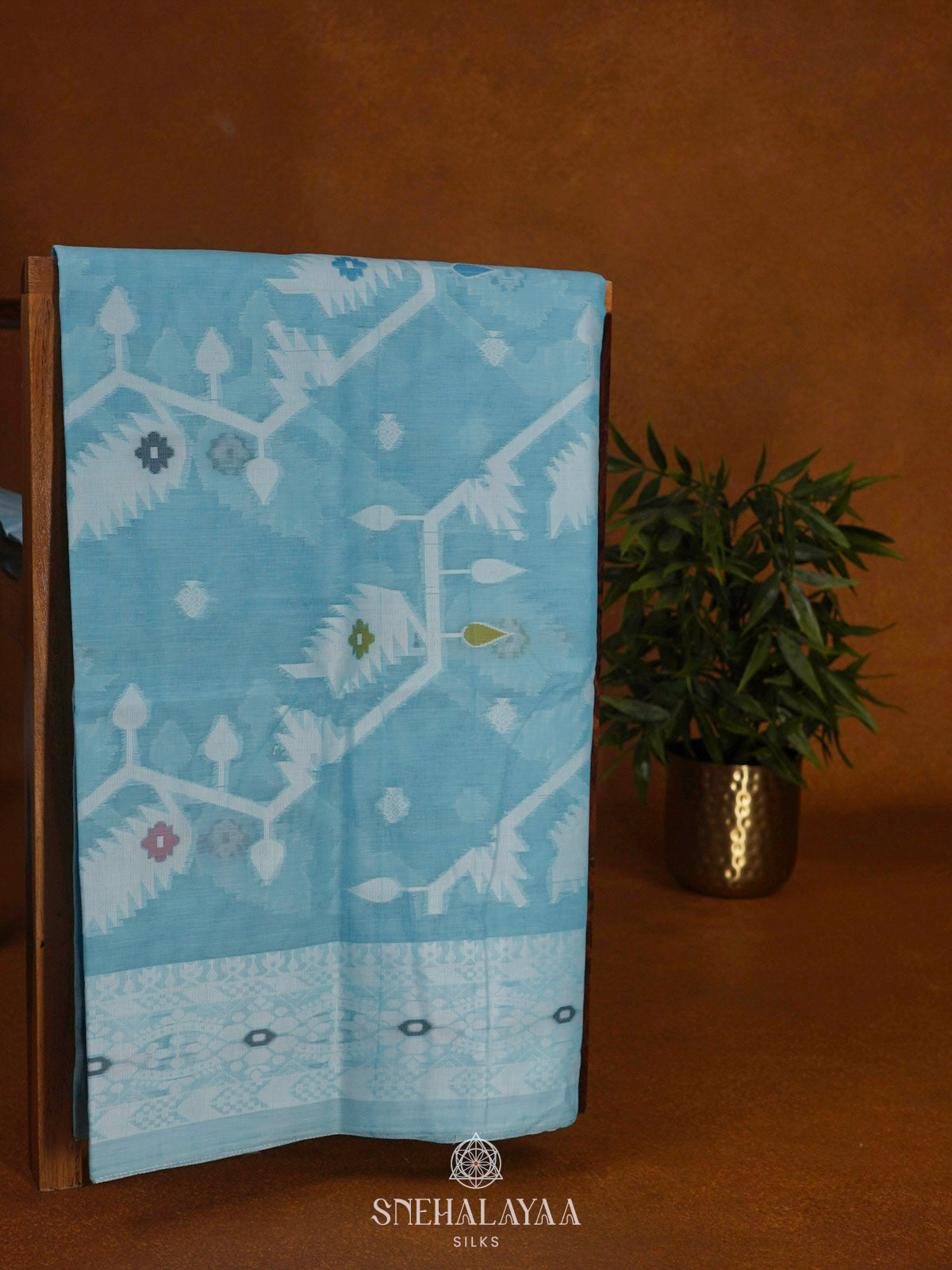 Sky Blue Bengal Cotton Saree