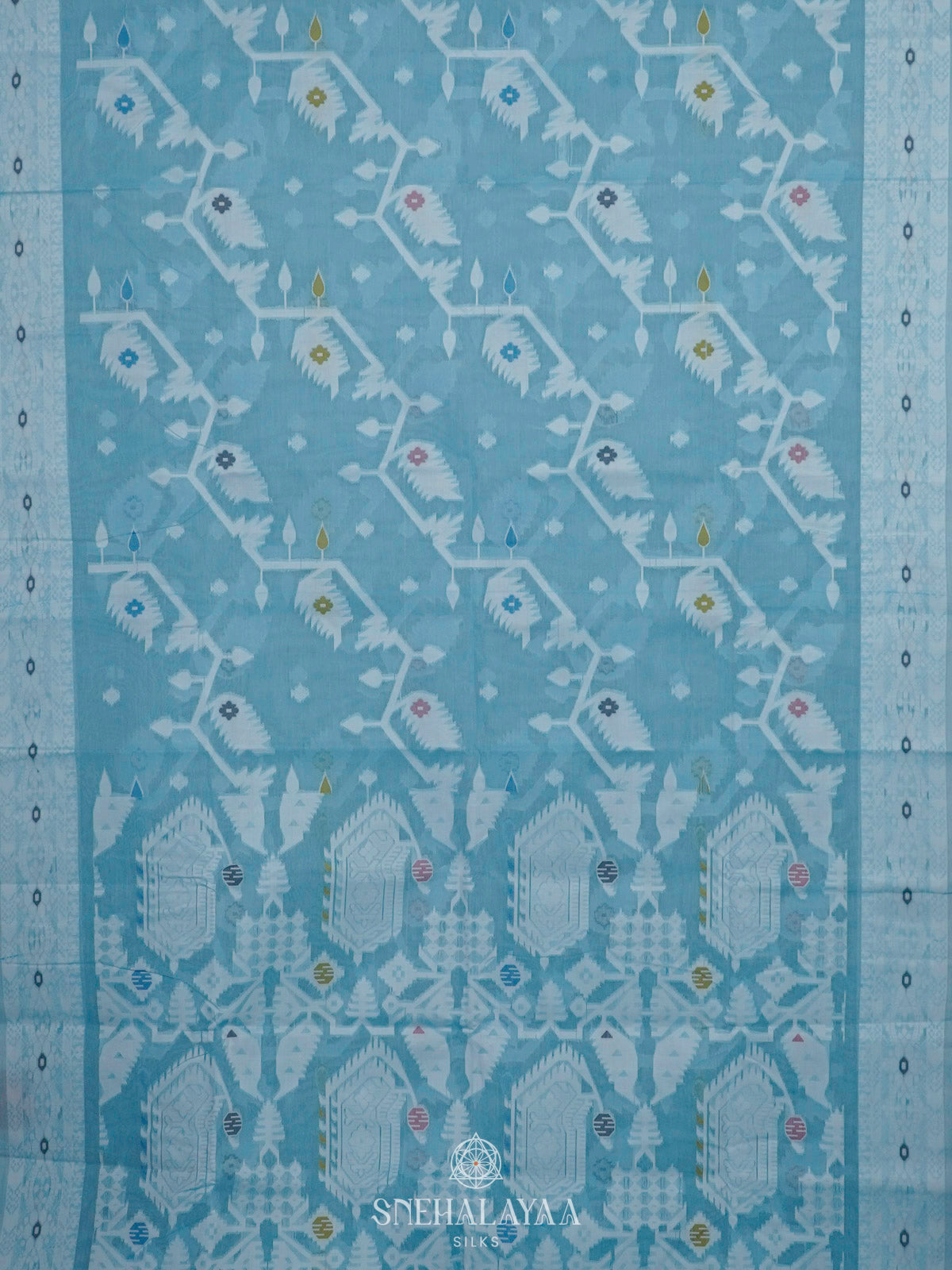 Sky Blue Bengal Cotton Saree