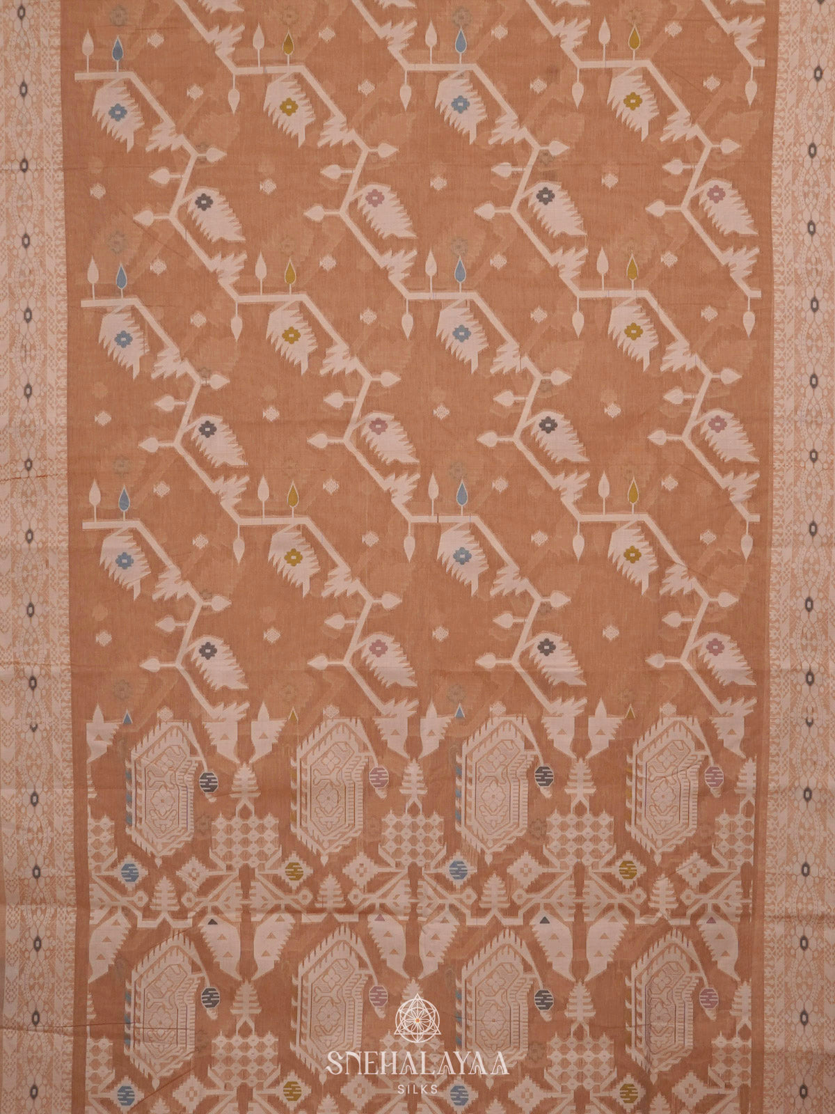 Pale Orange Bengal Cotton Saree