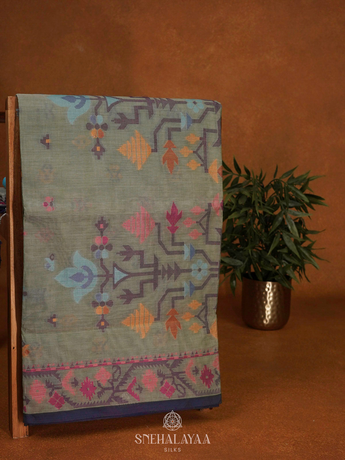 Pale Green Bengal Cotton Saree