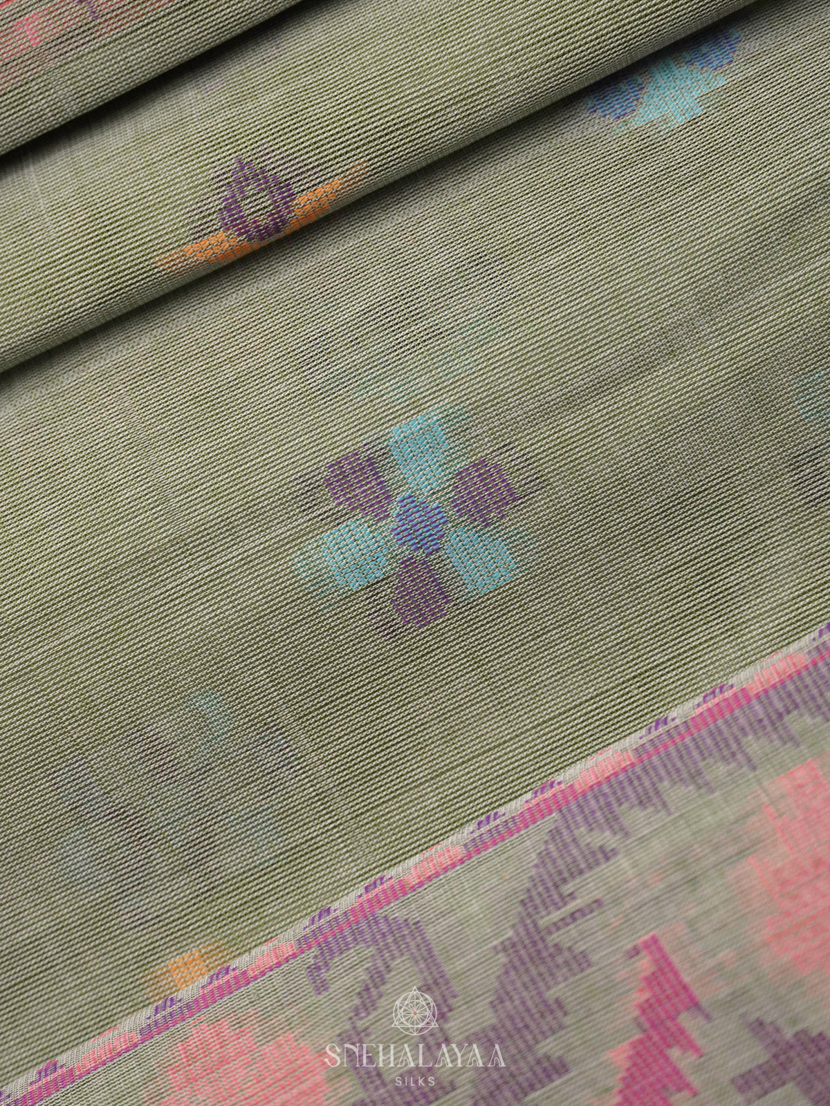 Pale Green Bengal Cotton Saree