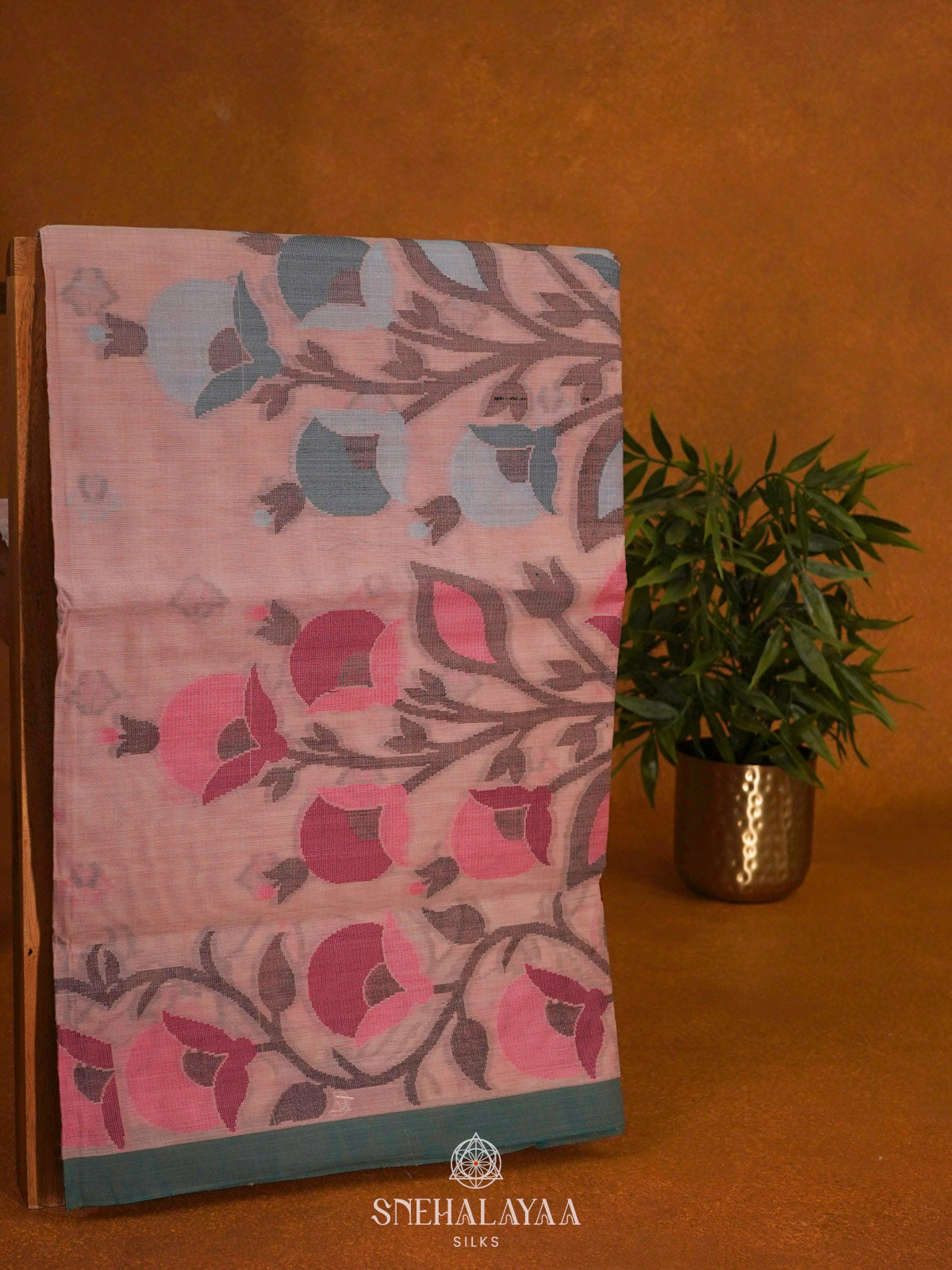 Peach Bengal Cotton Saree