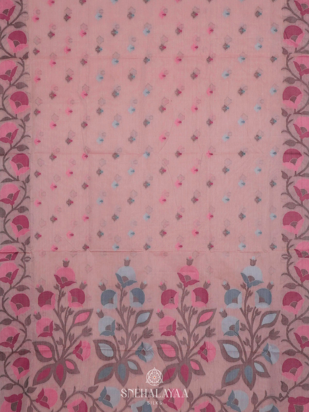 Peach Bengal Cotton Saree