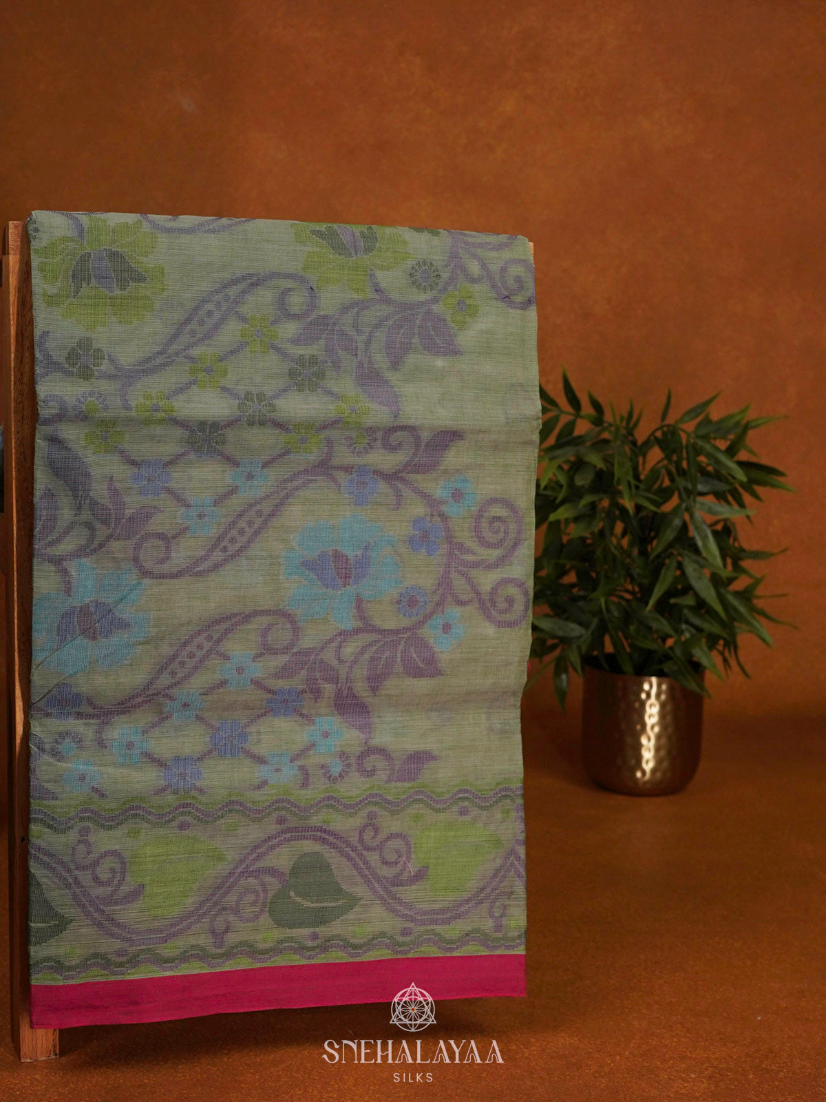 Olive Green Bengal Cotton Saree