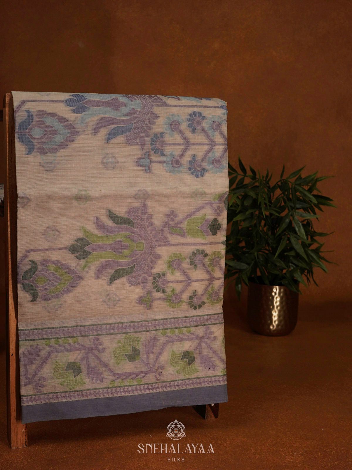 Pale Yellow Bengal Cotton Saree