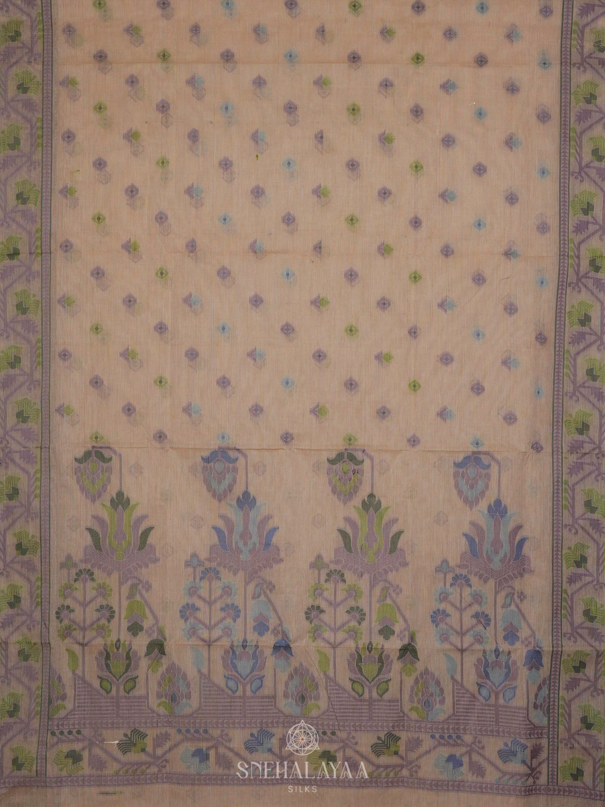 Pale Yellow Bengal Cotton Saree