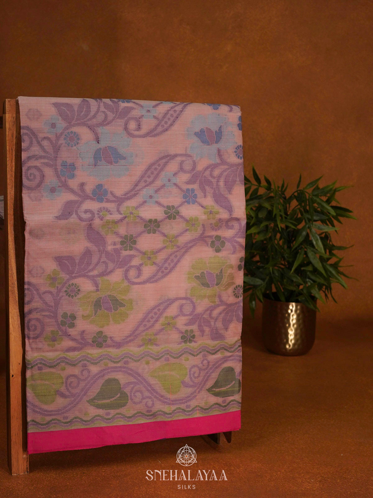 Peach Bengal Cotton Saree