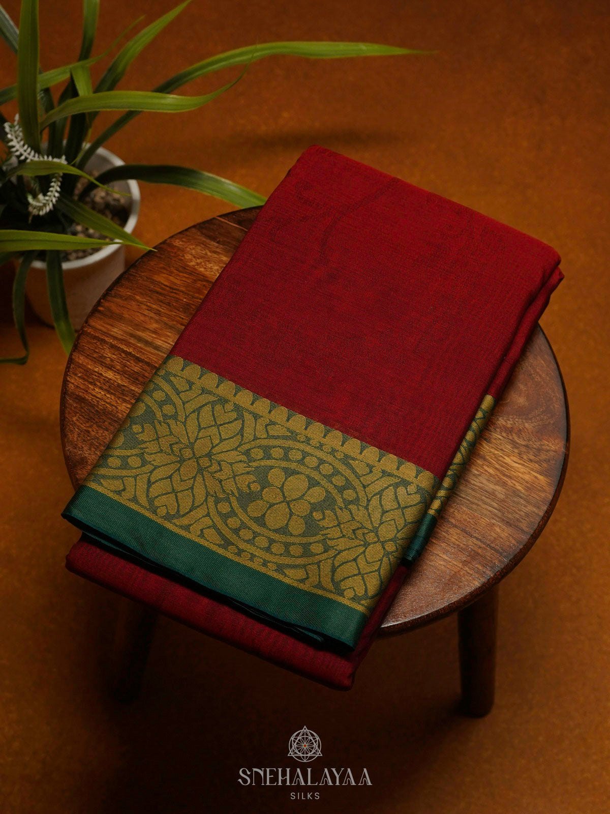 Maroon Bengal Cotton Saree