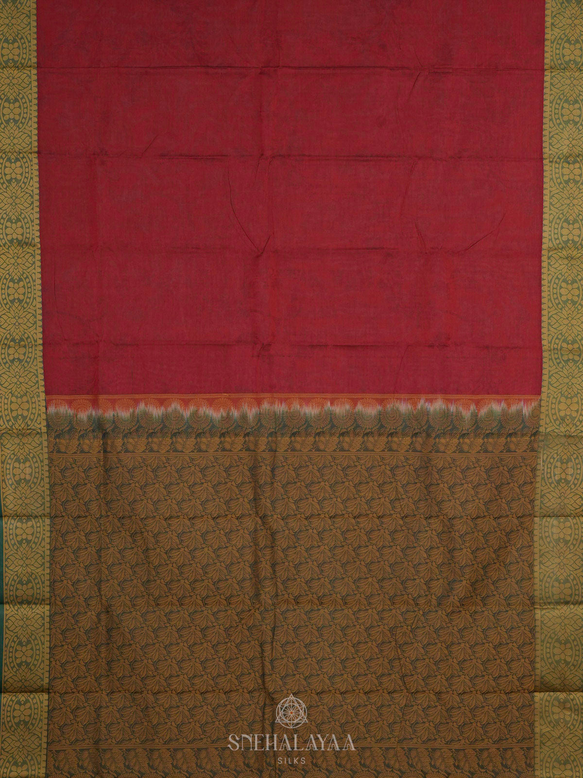 Maroon Bengal Cotton Saree