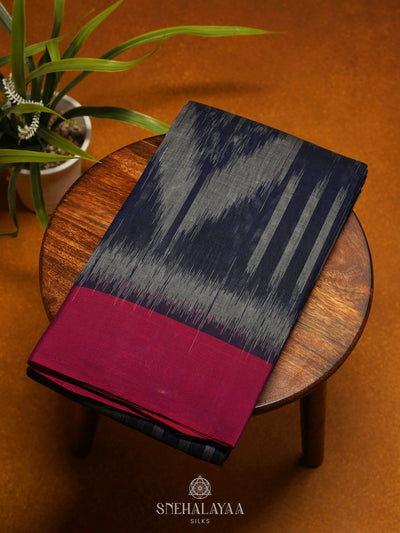 Navy Blue Bengal Cotton Saree