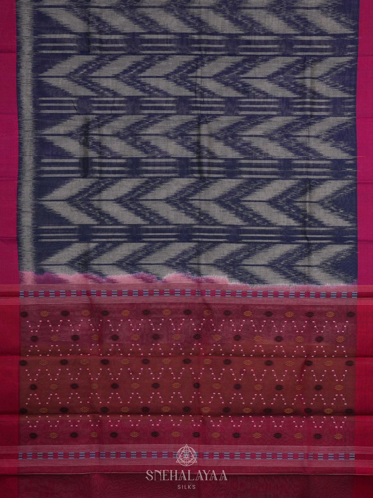 Navy Blue Bengal Cotton Saree