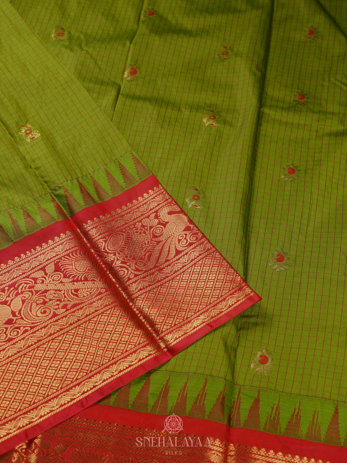 Lime Green Gadwal Saree