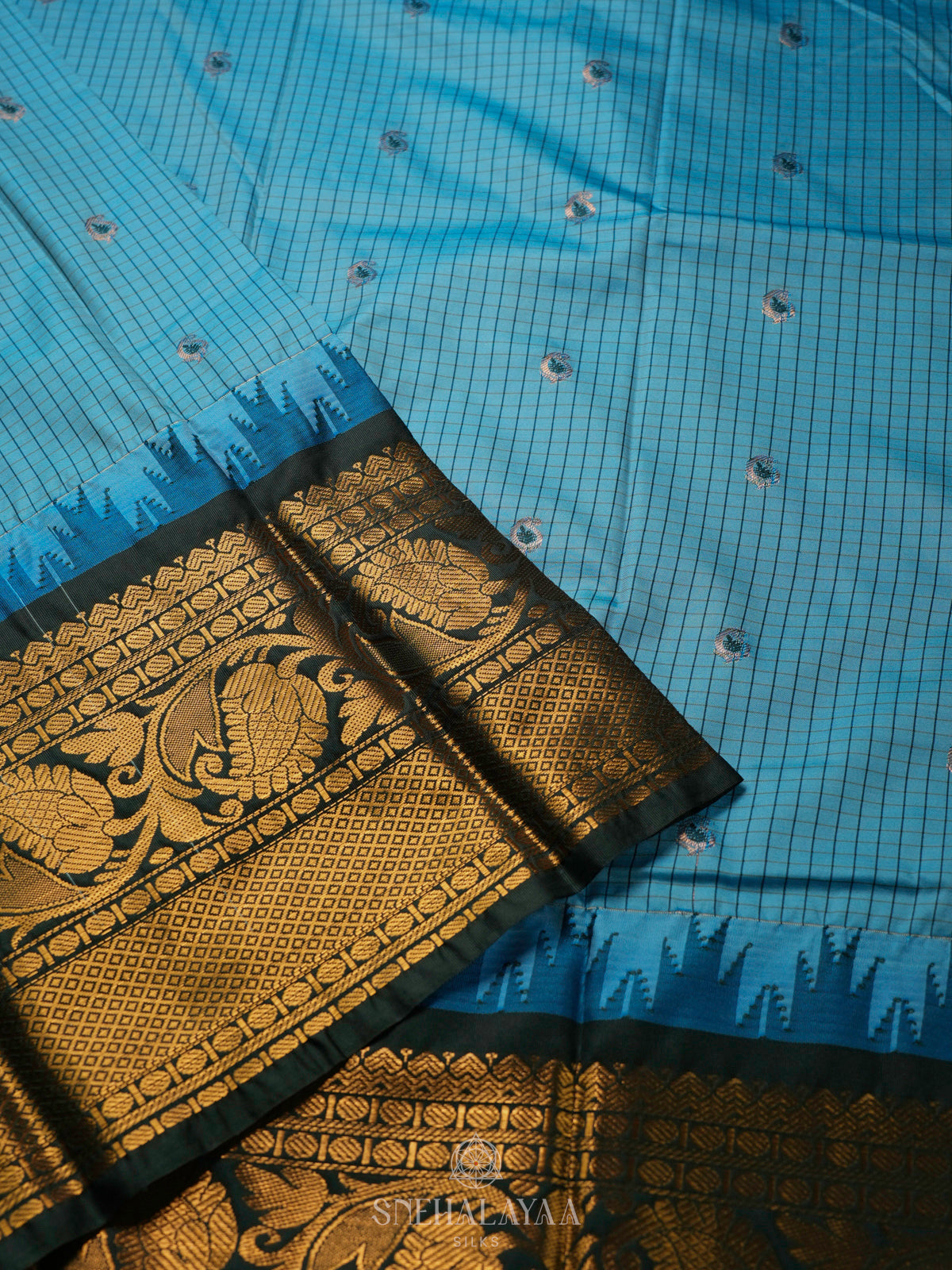 Sky Blue Gadwal Saree