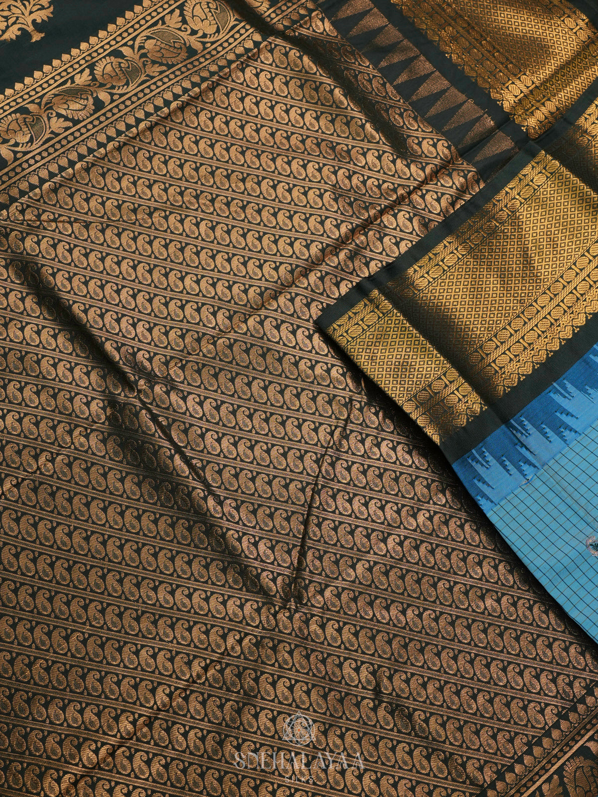 Sky Blue Gadwal Saree
