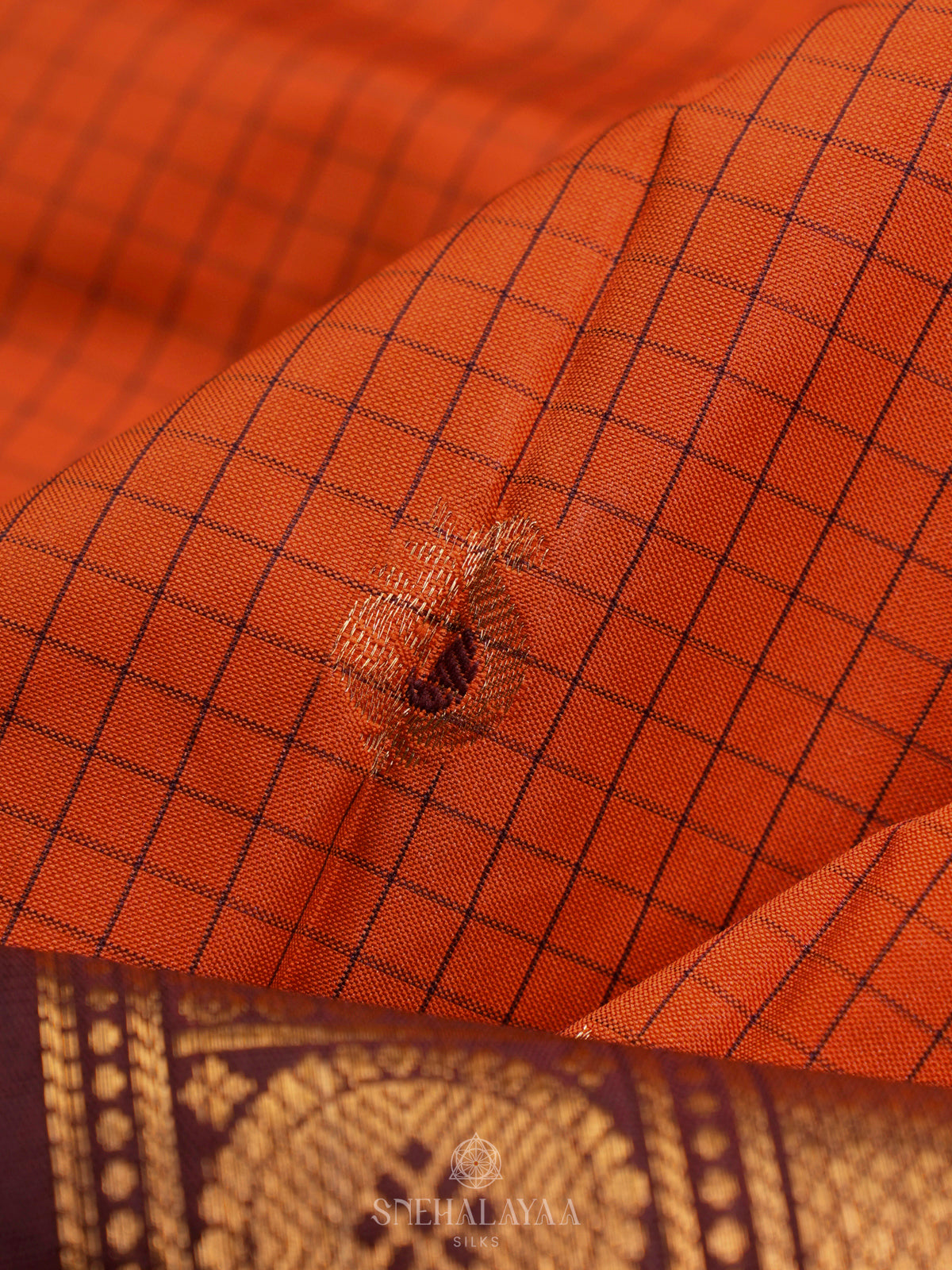 Rust Orange Gadwal Saree