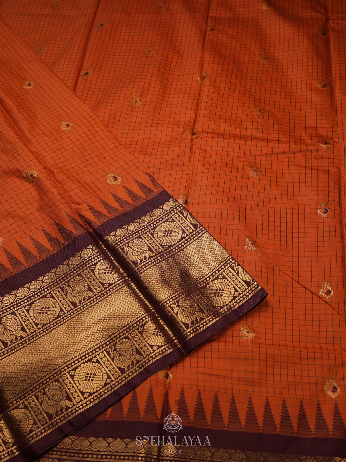 Rust Orange Gadwal Saree