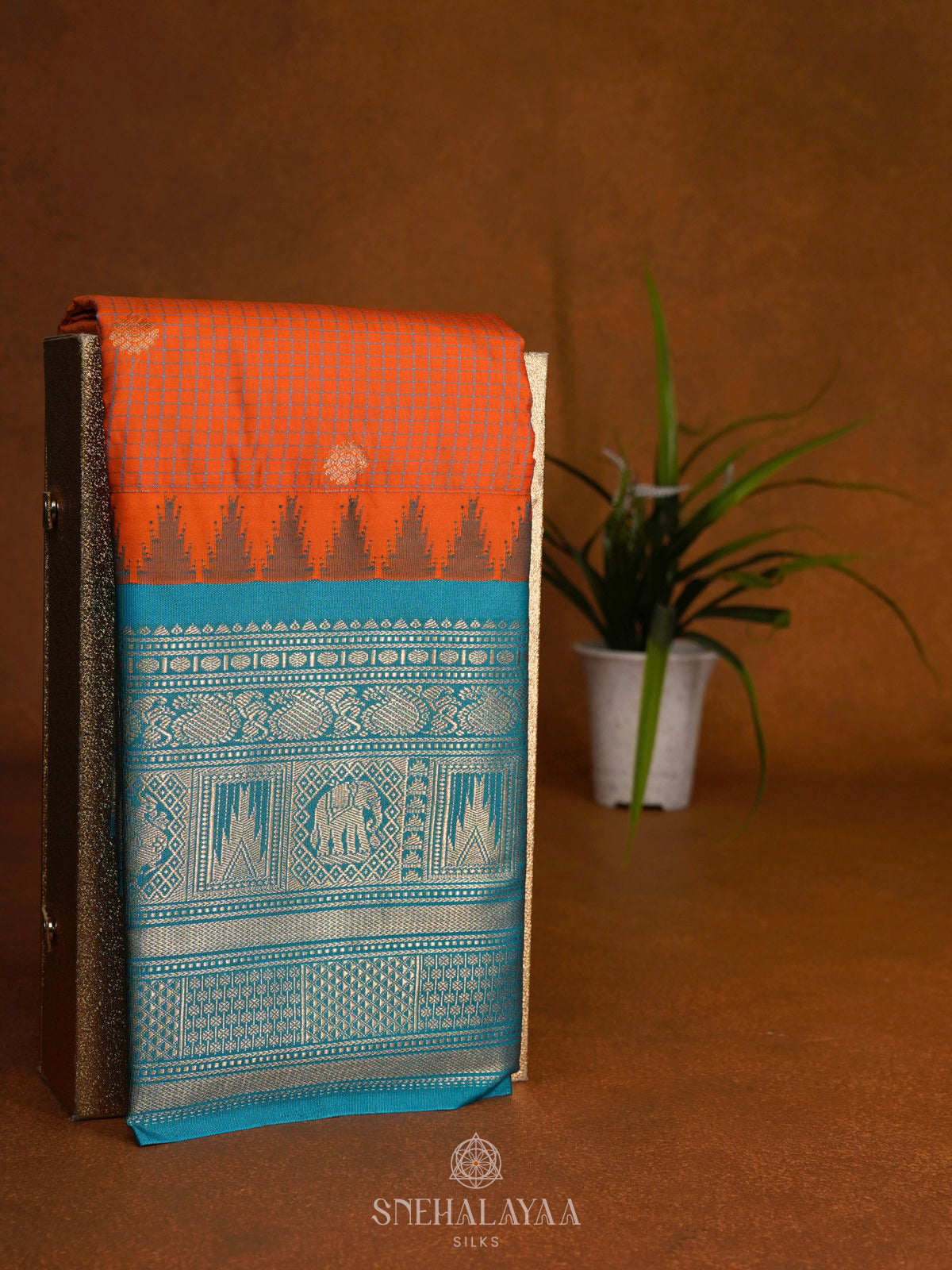 Rust Orange Gadwal Saree