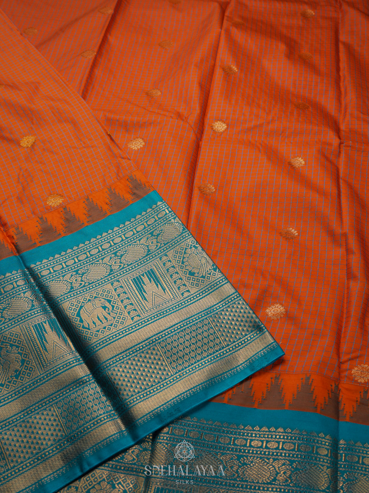 Rust Orange Gadwal Saree