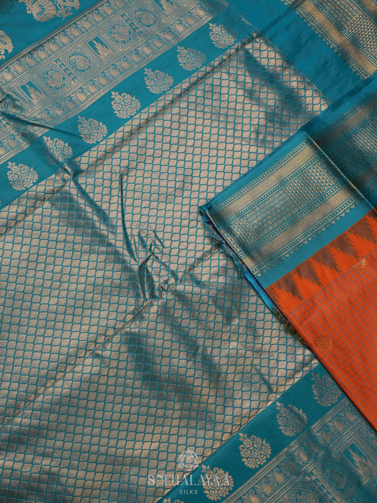 Rust Orange Gadwal Saree