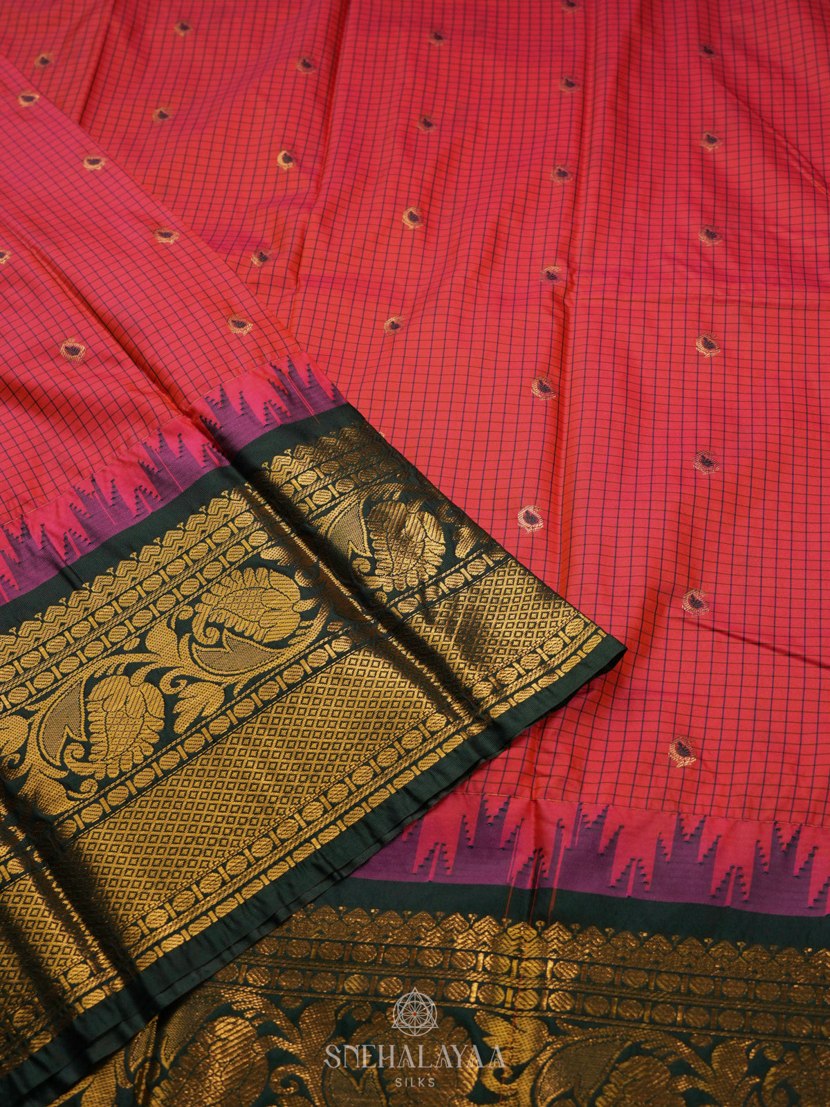 Red Gadwal Saree