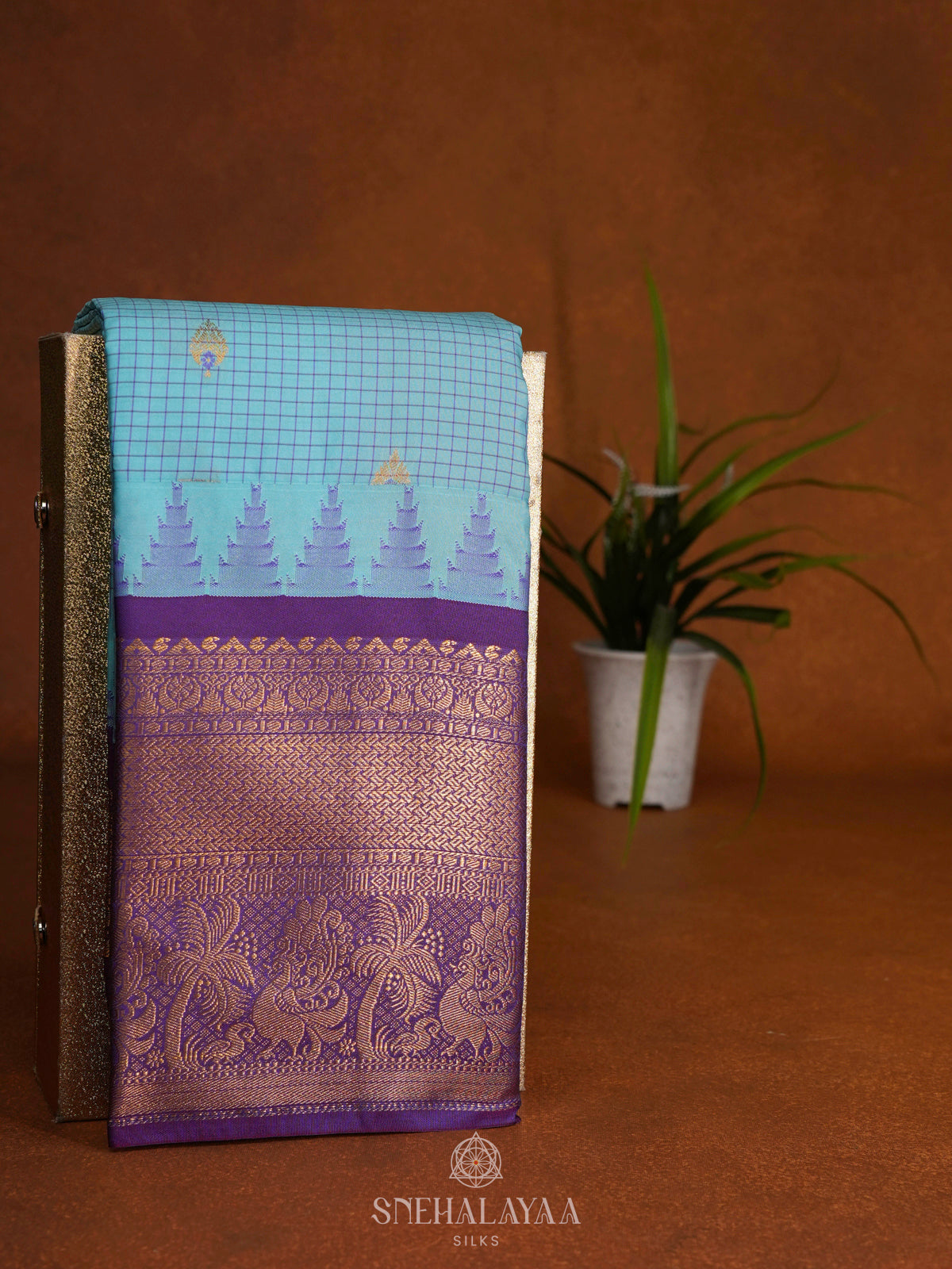 Sky Blue Gadwal Saree