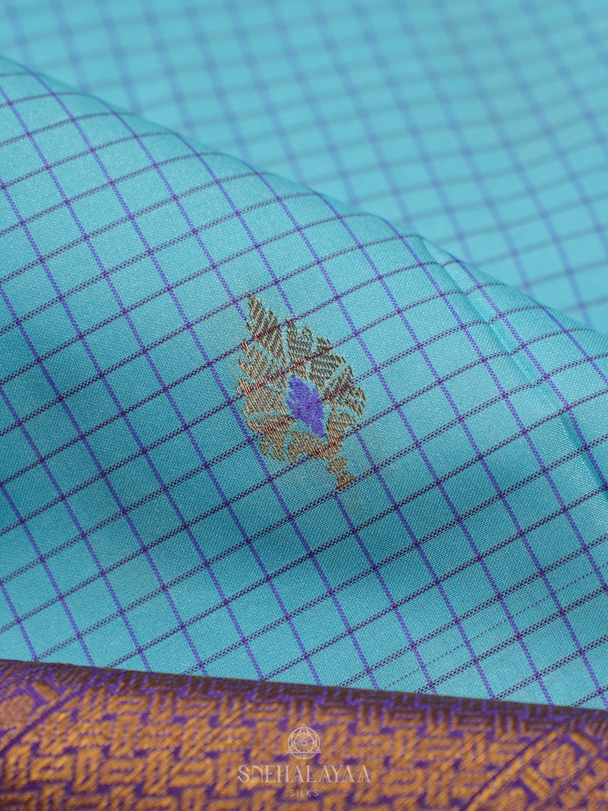 Sky Blue Gadwal Saree