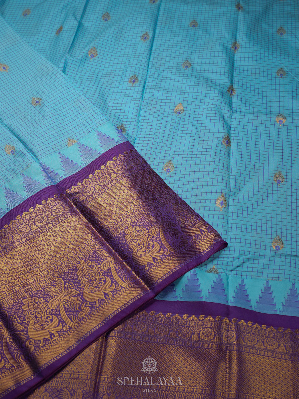 Sky Blue Gadwal Saree