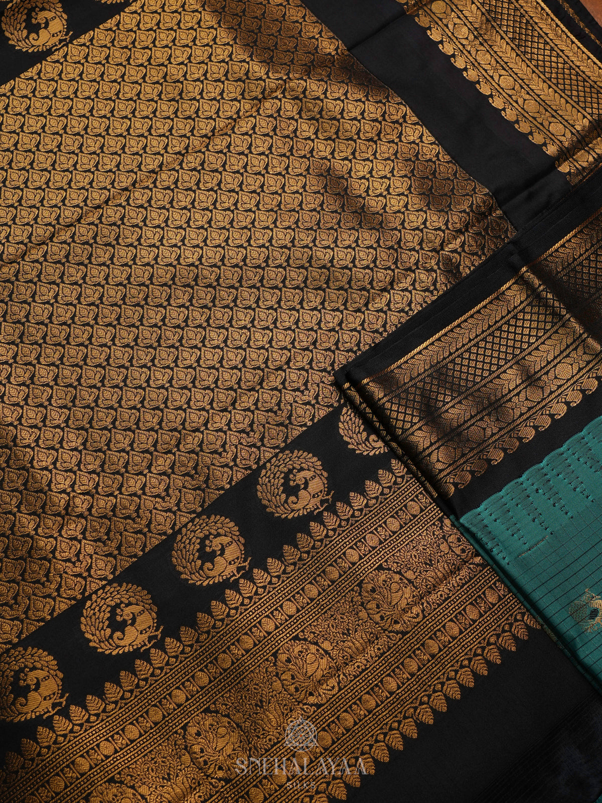 Peacock Blue Gadwal Saree