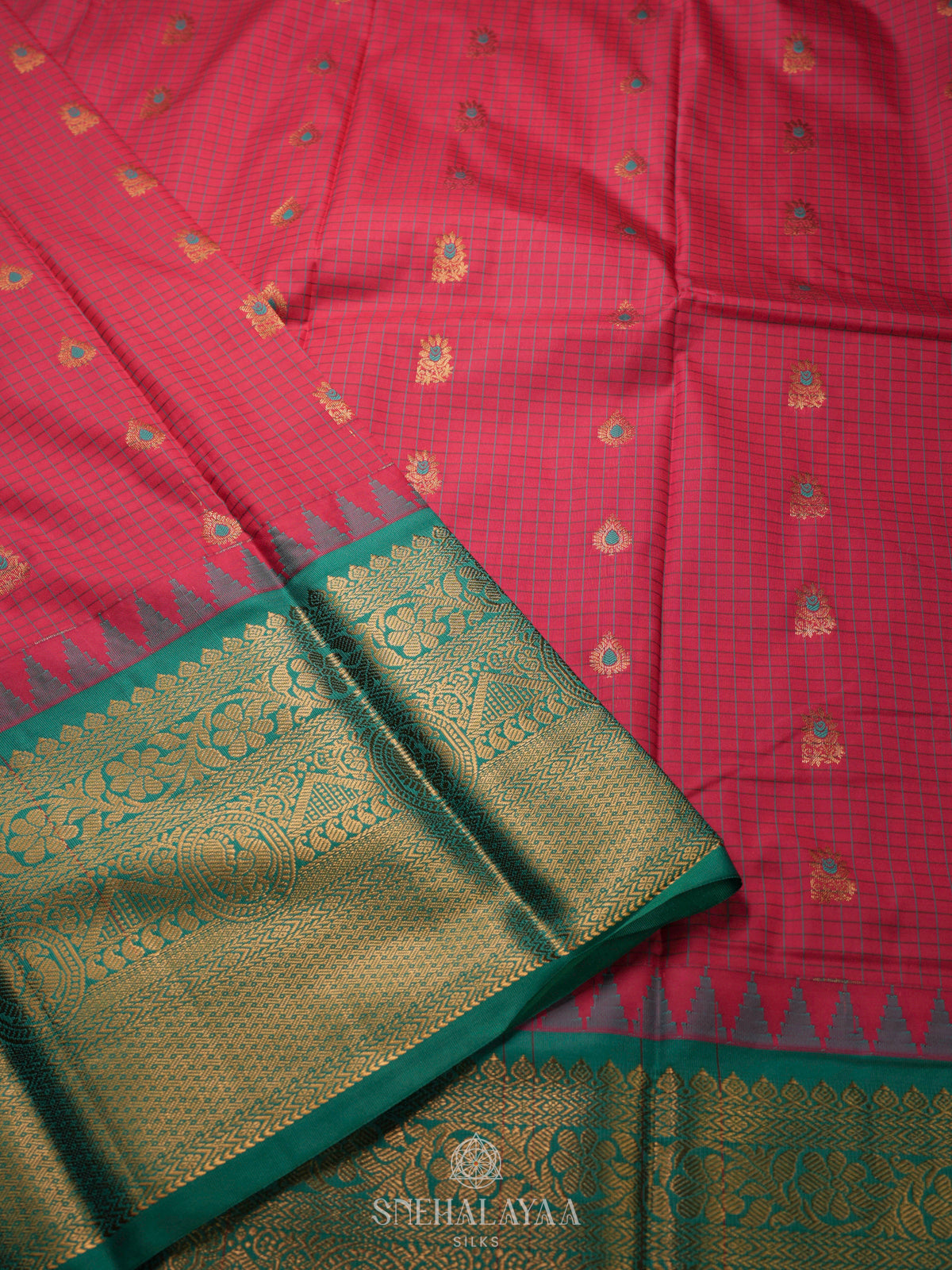 Red Gadwal Saree