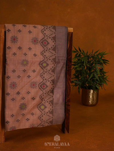 Brown Munga Cotton Saree