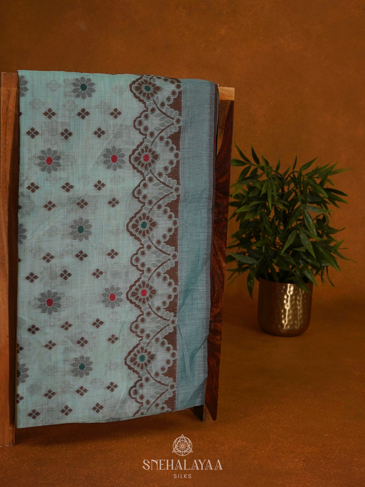 Pale Blue Munga Cotton Saree