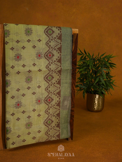 PaleGreen Munga Cotton Saree