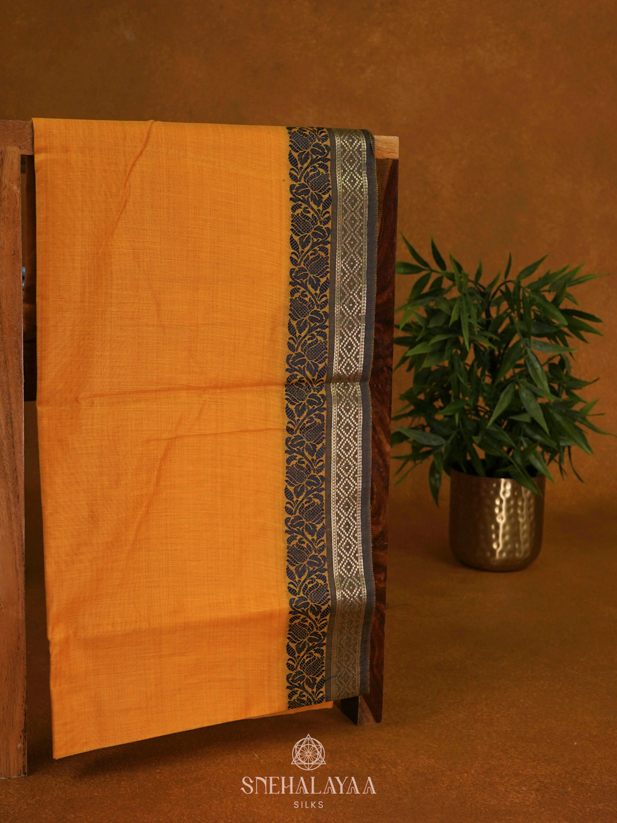 Orange Munga Cotton Saree