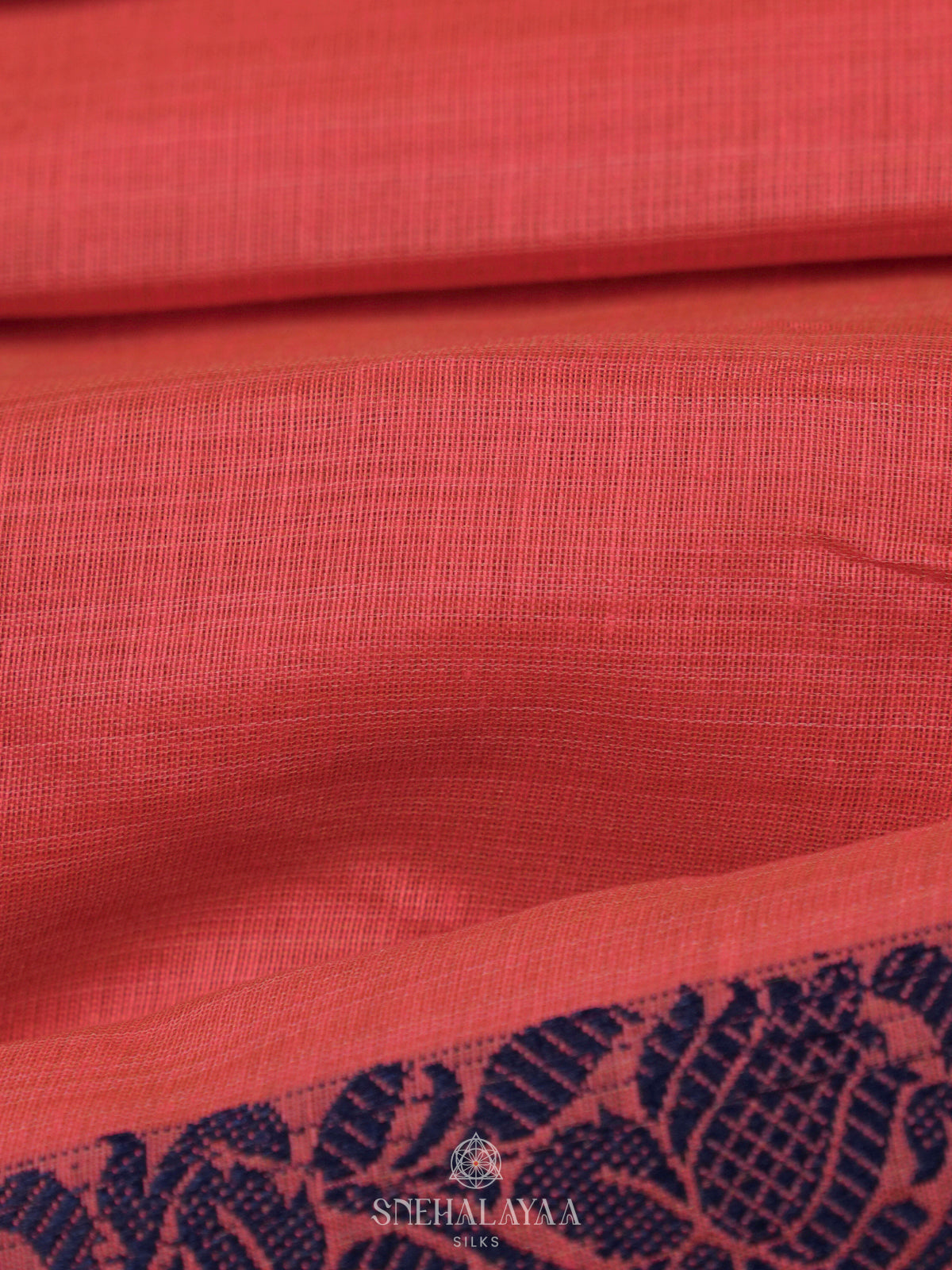 Coral Pink Munga Cotton Saree