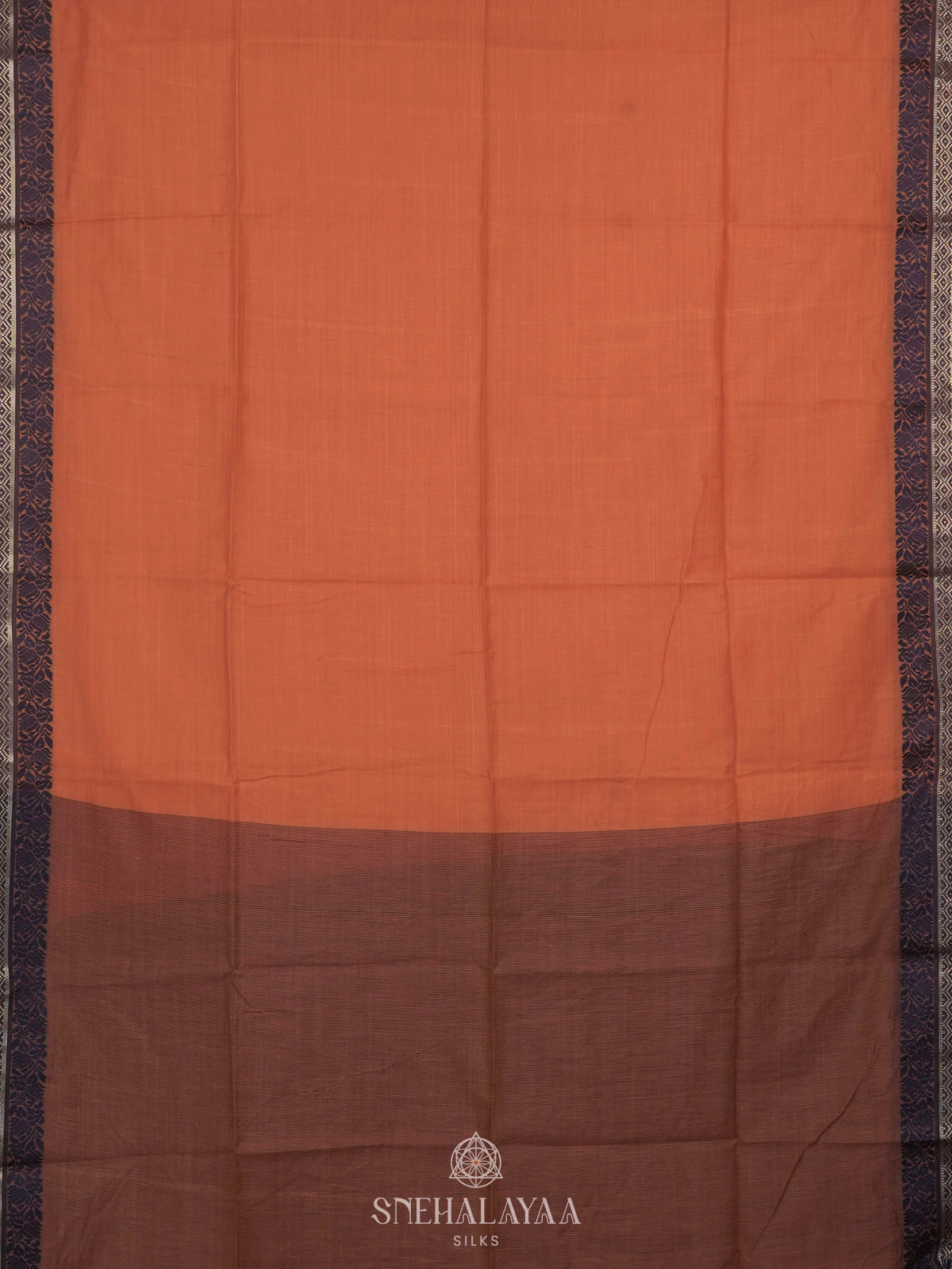 Orange Munga Cotton Saree