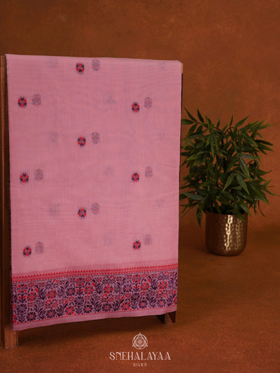 Baby Pink Munga Cotton Saree