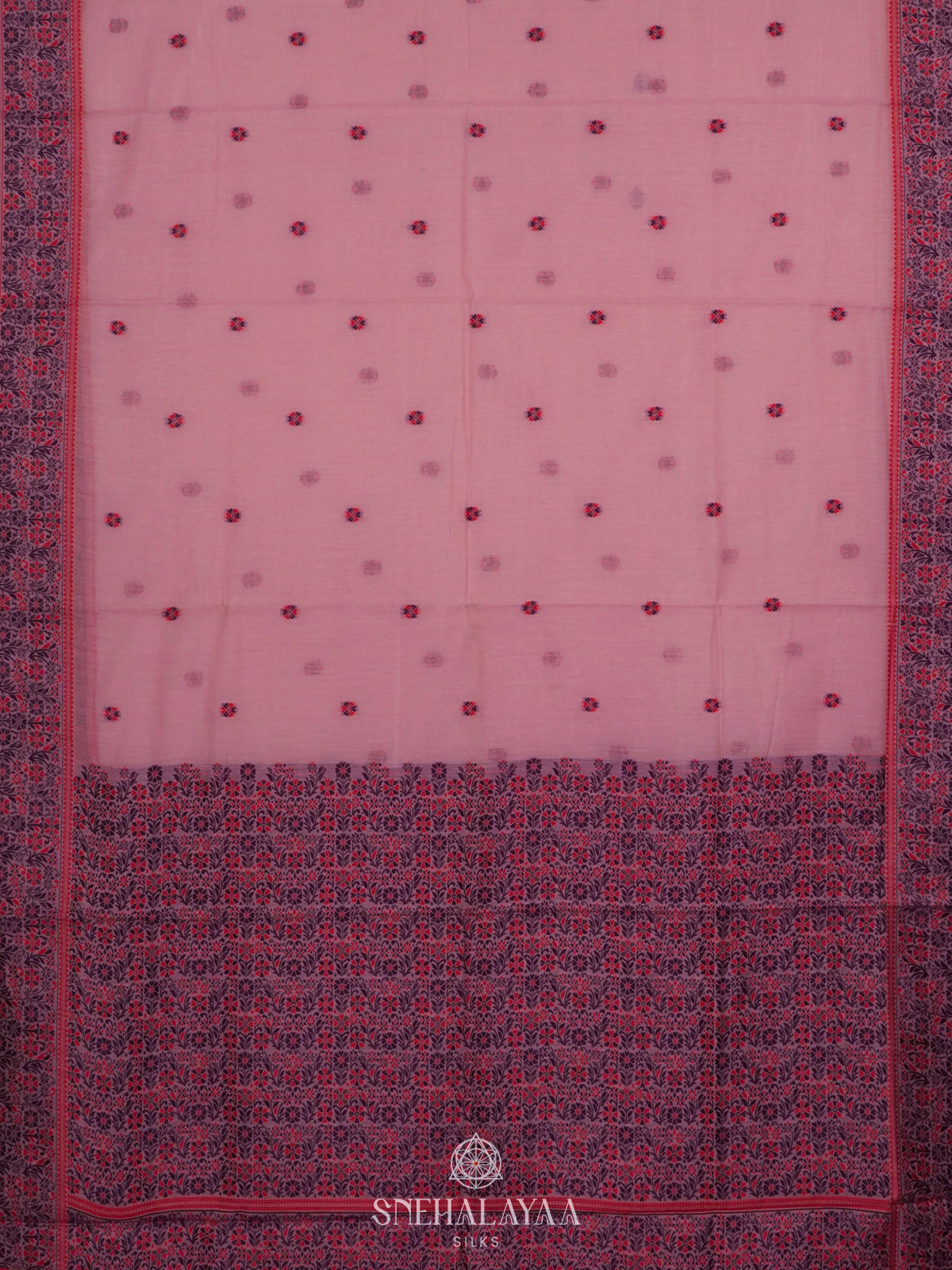 Baby Pink Munga Cotton Saree