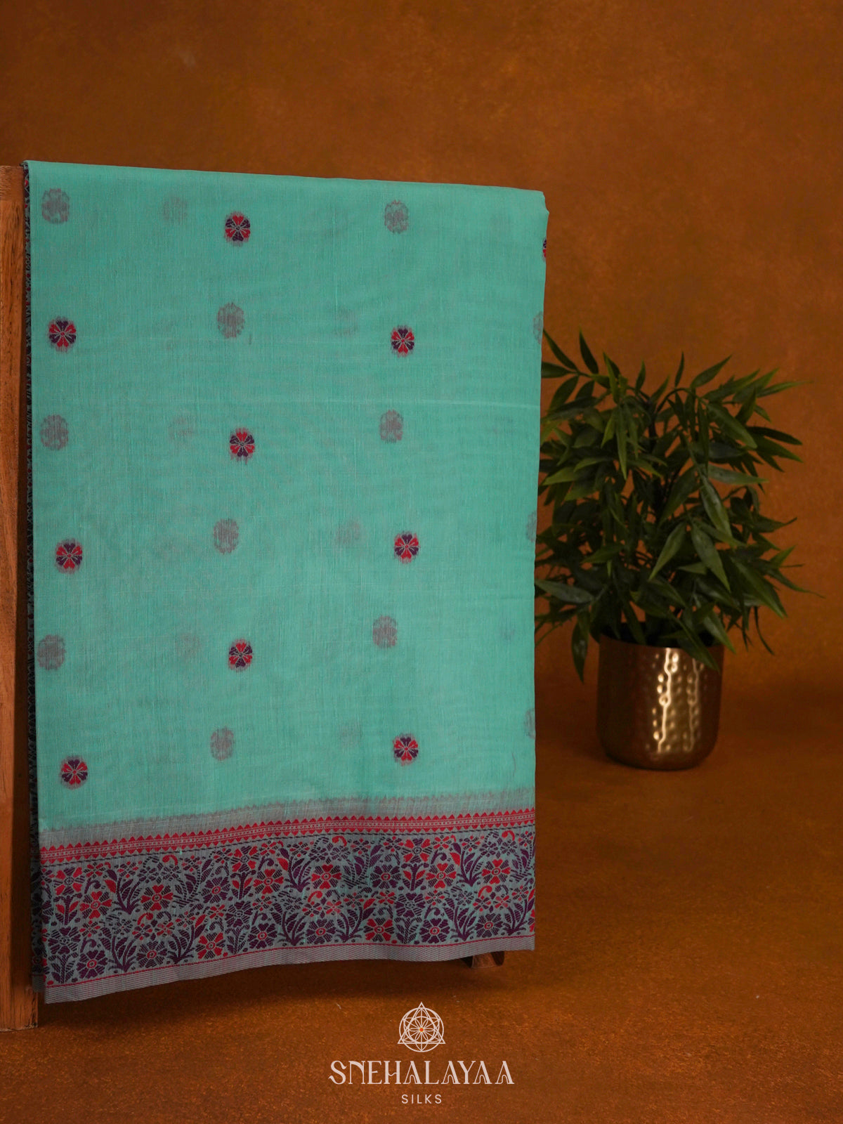 Teal Green Munga Cotton Saree