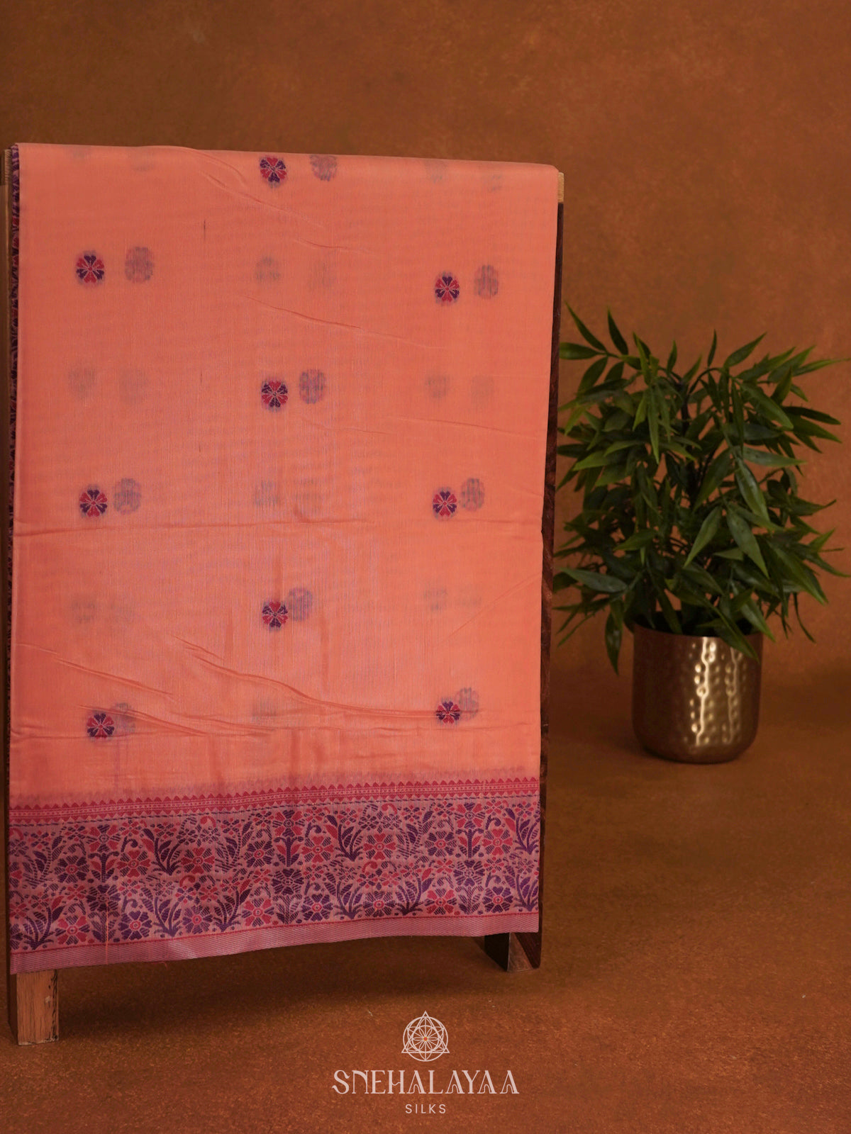 Peach Munga Cotton Saree