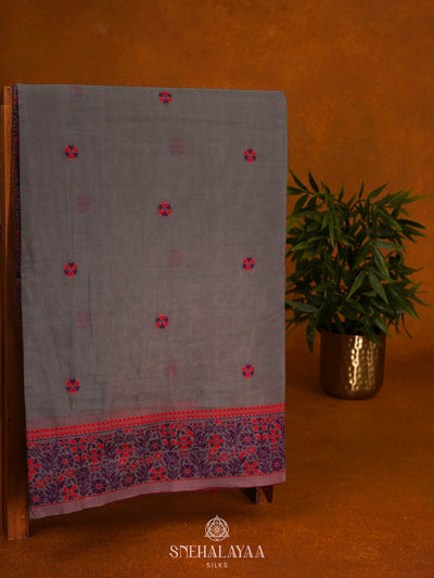 Grey Munga Cotton Saree
