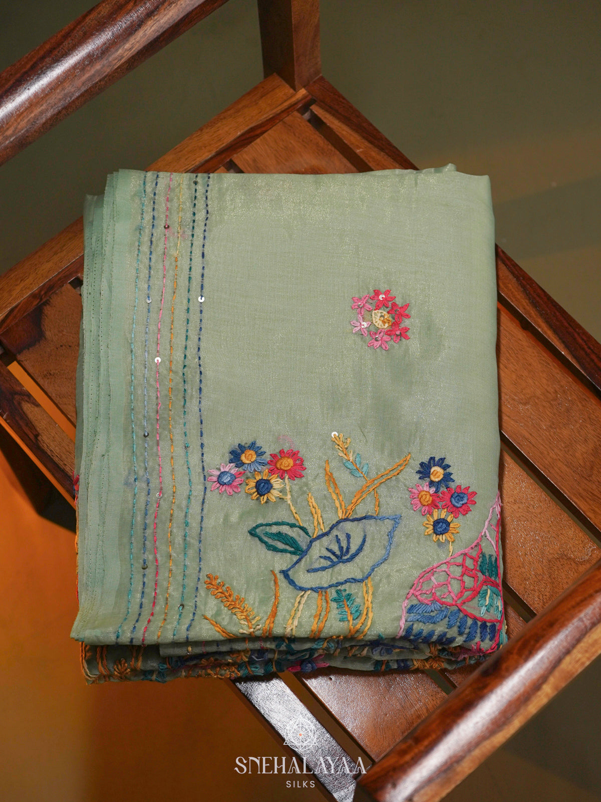 Green Linen Saree