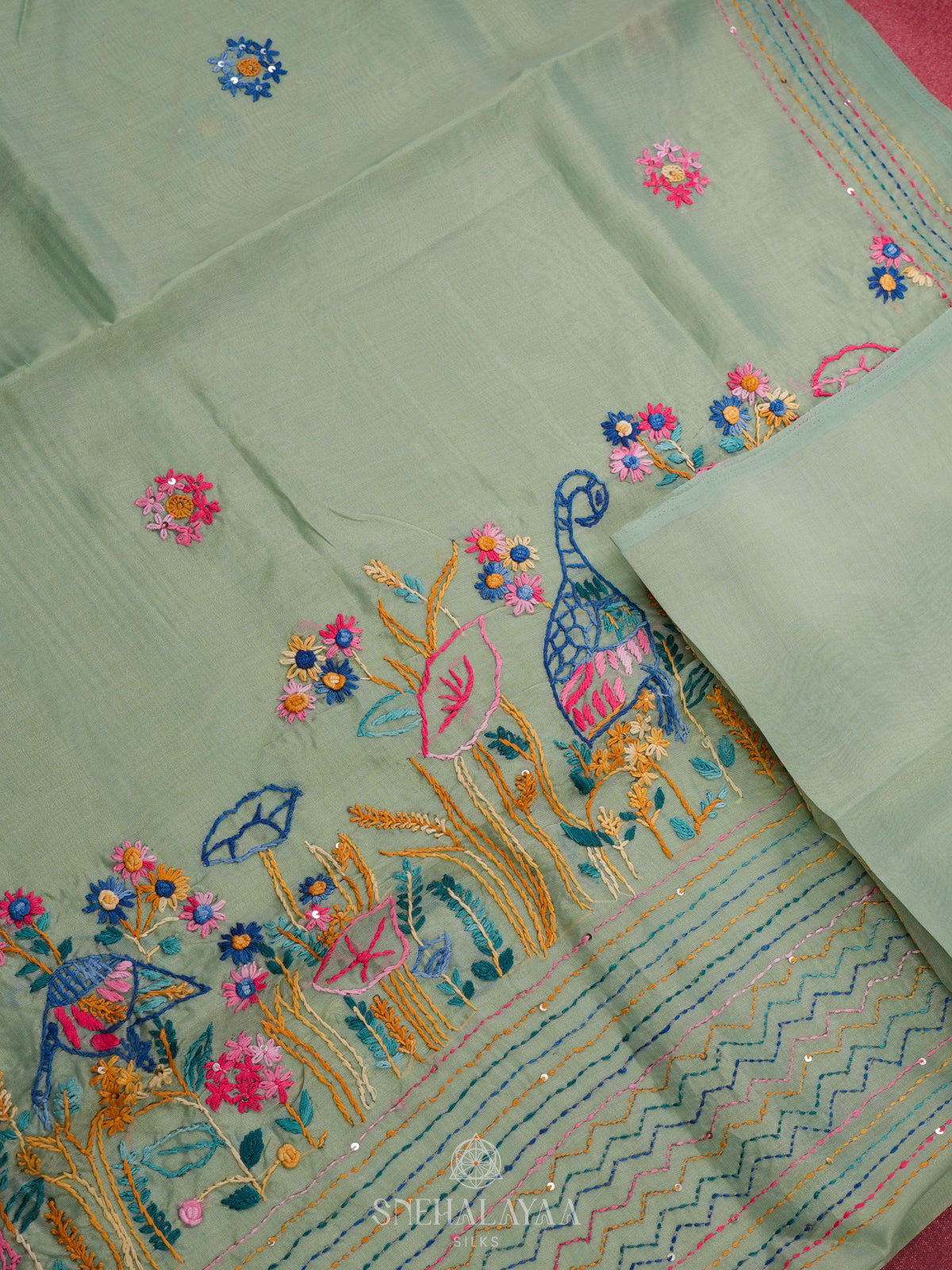 Green Linen Saree