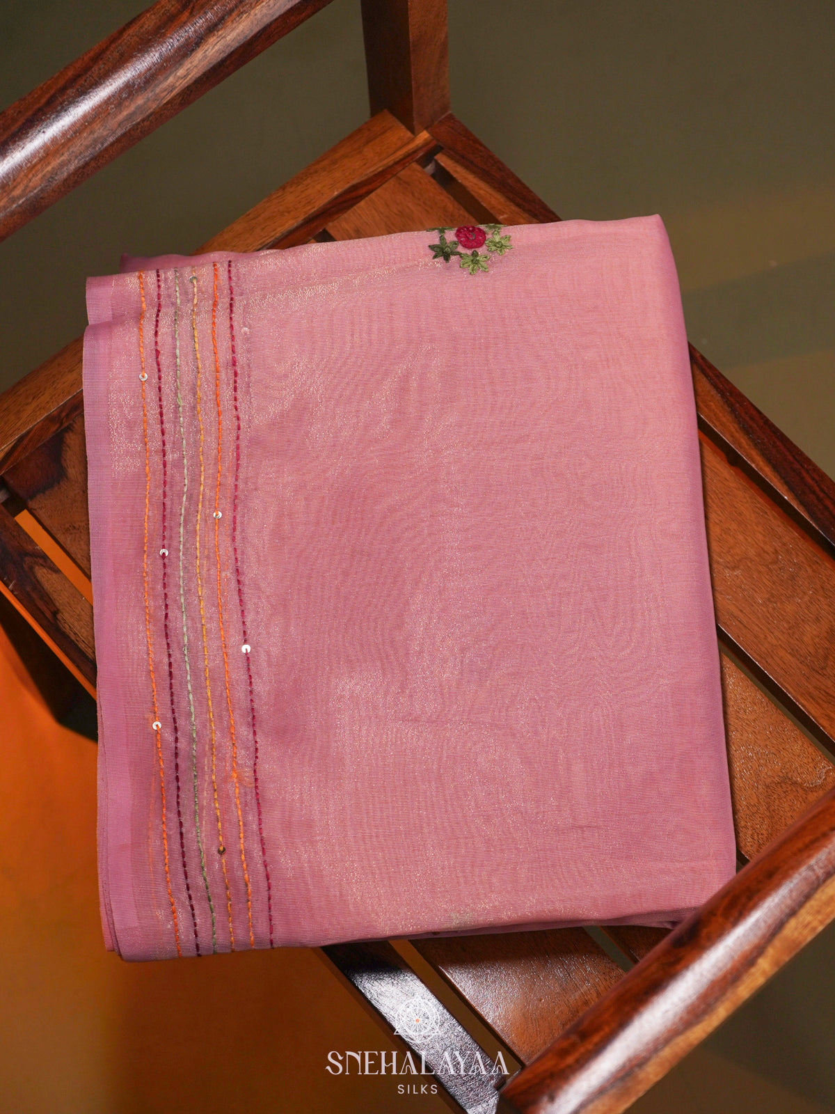 Pink Linen Saree